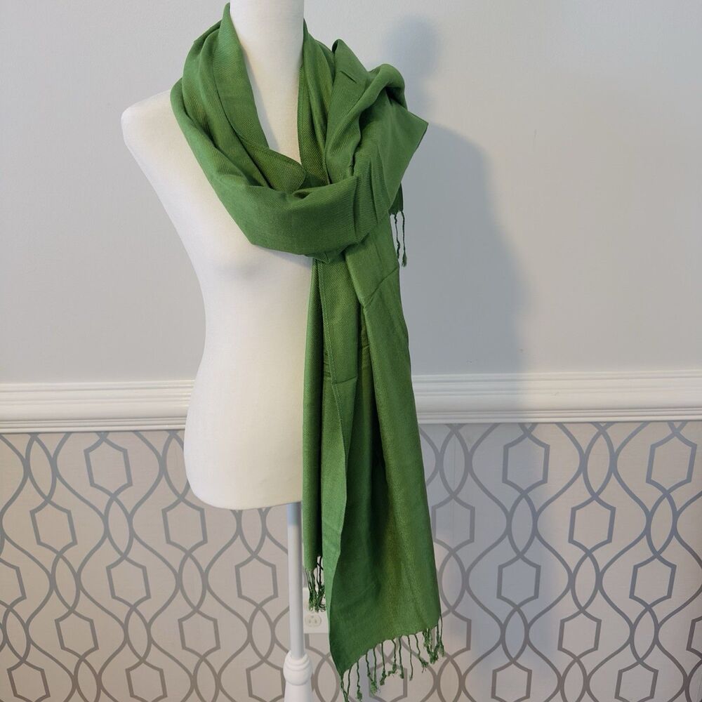 Women Pashmina Wool Feel Silky Classic Solid Shawl Scarf Wrap Kelly Green